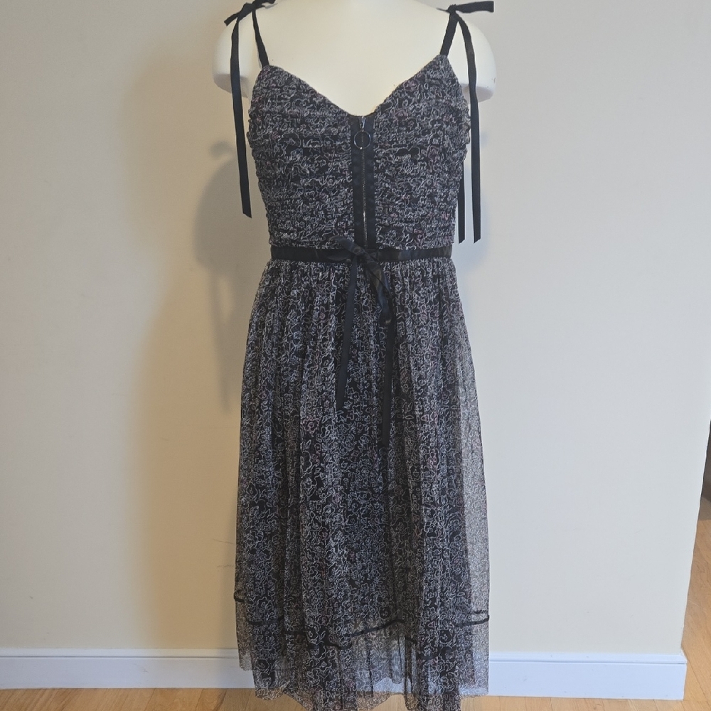 Guess Black and White Floral Midi Dress